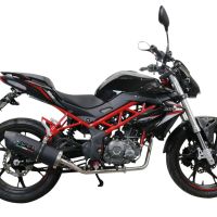 Pot echappement compatible avec Benelli Bn 125 2018-2020, Furore Evo4 Nero, Pot échappement complet, non légal pour les pays de l'UE, avec db killer amovible 