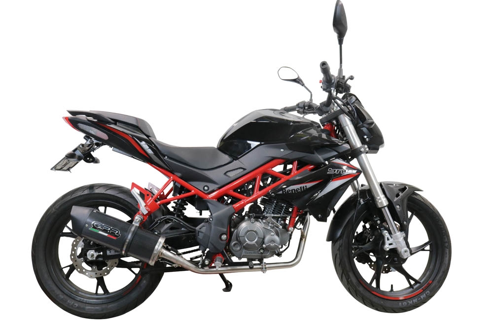 Pot echappement compatible avec Benelli Bn 125 2021-2024, Furore Evo4 Poppy, Pot échappement complet, non légal pour les pays de l'UE, avec db killer amovible 