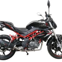 Pot echappement compatible avec Benelli Bn 125 2021-2024, Furore Evo4 Poppy, Pot échappement complet, non légal pour les pays de l'UE, avec db killer amovible 