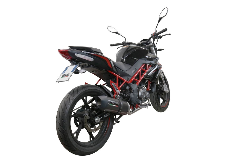 Pot echappement compatible avec Benelli Bn 125 2021-2024, Furore Evo4 Poppy, Pot échappement complet, non légal pour les pays de l'UE, avec db killer amovible 
