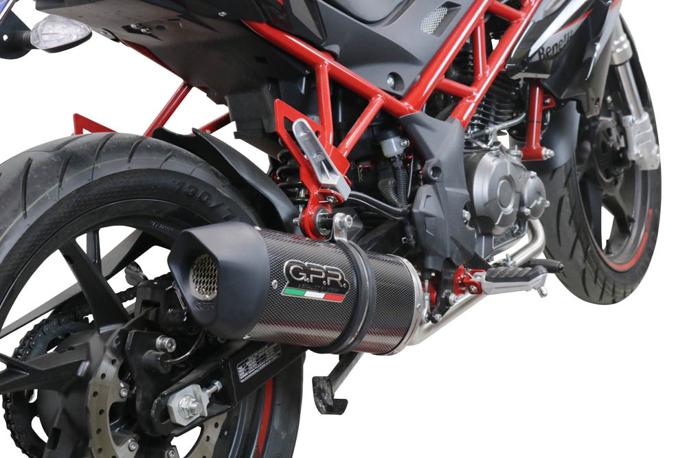 Pot echappement compatible avec Benelli Bn 125 2021-2024, Furore Evo4 Poppy, Pot échappement complet, non légal pour les pays de l'UE, avec db killer amovible 