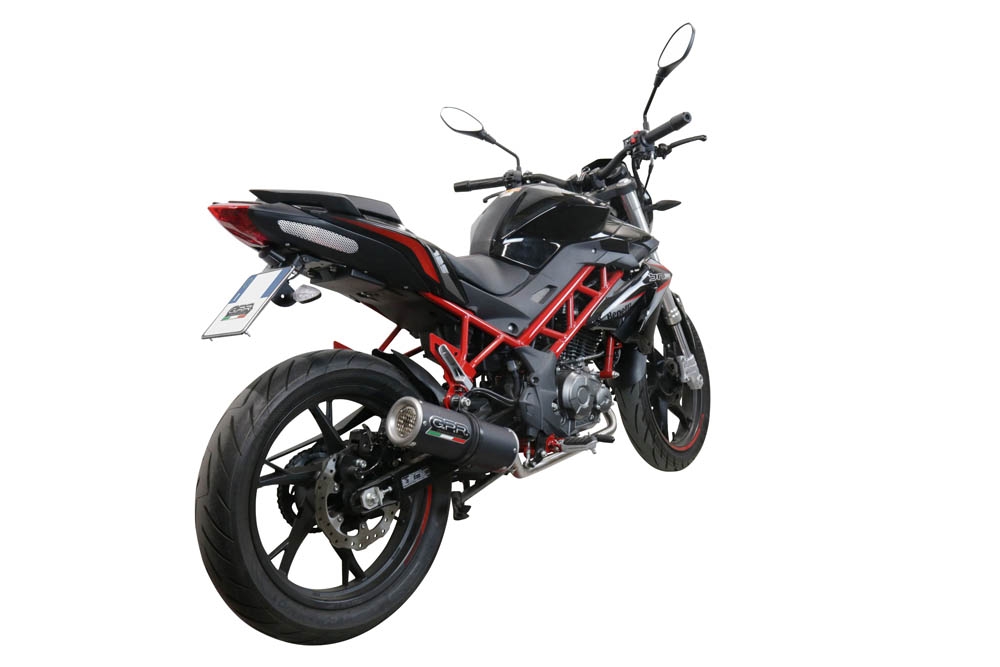 Pot echappement compatible avec Benelli Bn 125 2018-2020, M3 Black Titanium, Pot échappement complet, non légal pour les pays de l'UE, avec db killer amovible 