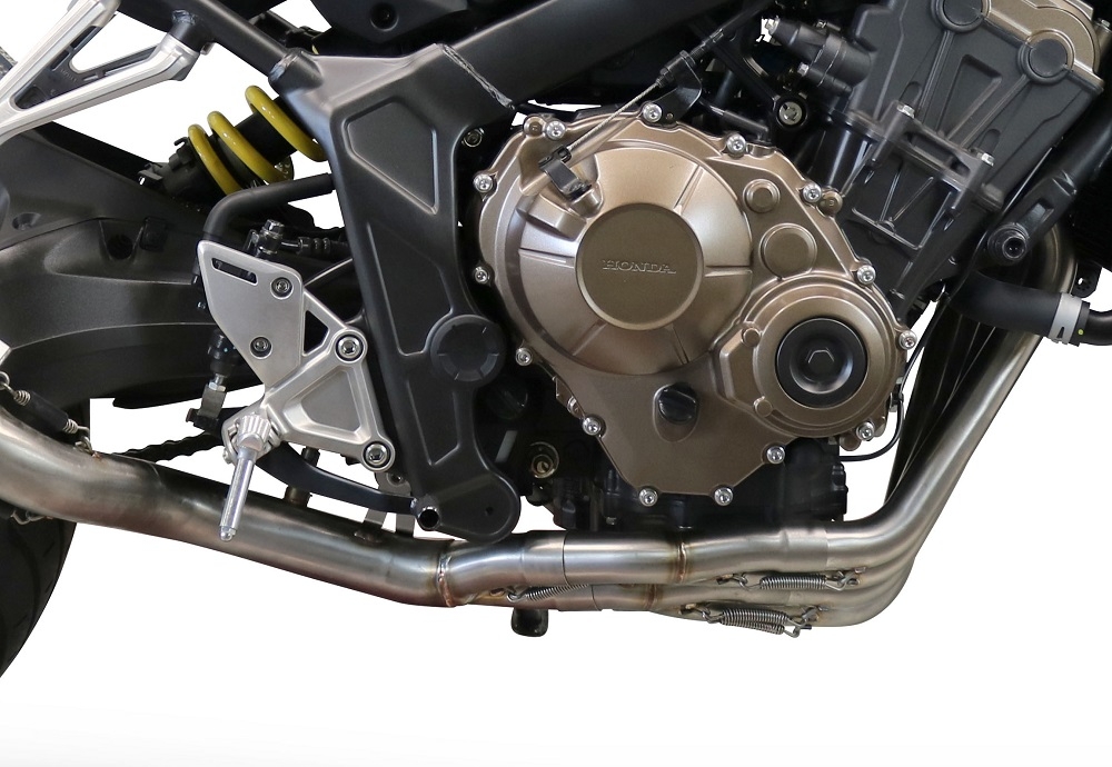 Pot echappement compatible avec Honda Cb 650 R 2021-2023, Furore Evo4 Nero, Pot échappement complet, non légal pour les pays de l'UE, avec db killer amovible 