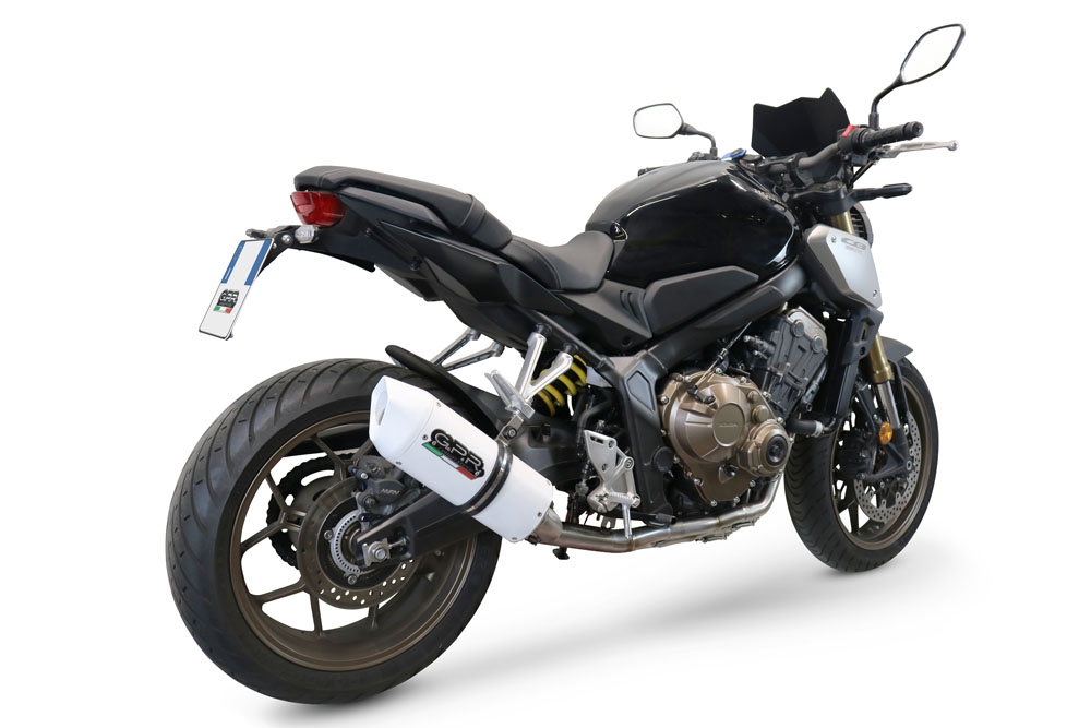 Pot echappement compatible avec Honda Cbr 650 F 2014-2016, Albus Ceramic, Homologué et légal, système d'échappement complet, avec db killer amovible 