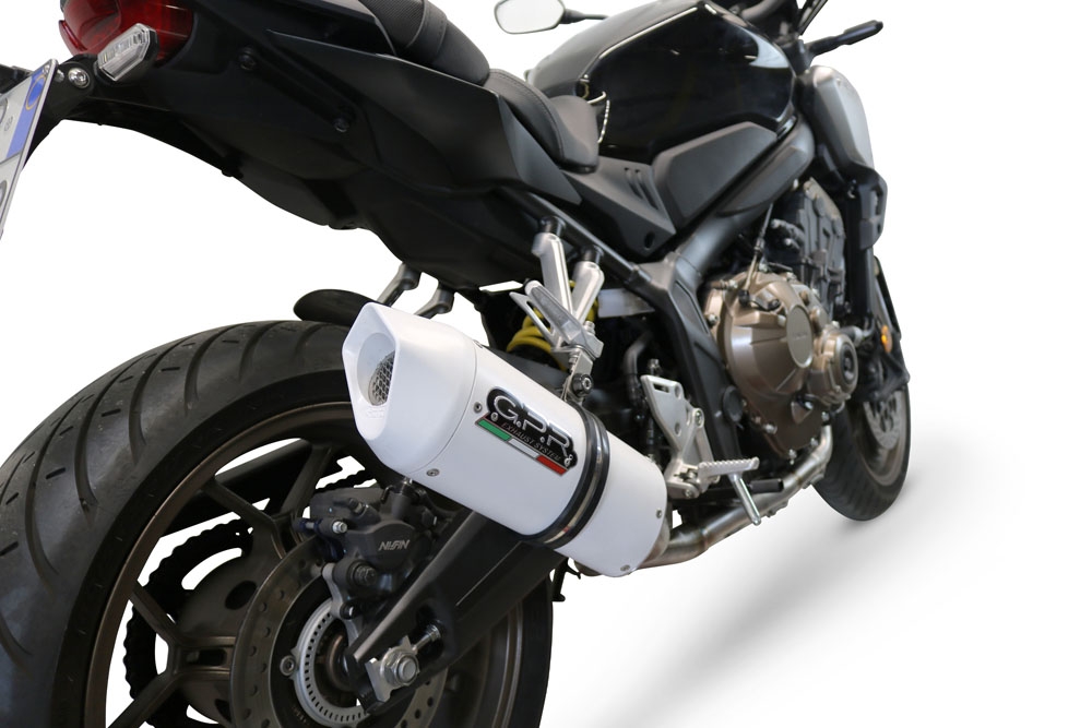 Pot echappement compatible avec Honda Cbr 650 F 2014-2016, Albus Ceramic, Homologué et légal, système d'échappement complet, avec db killer amovible 