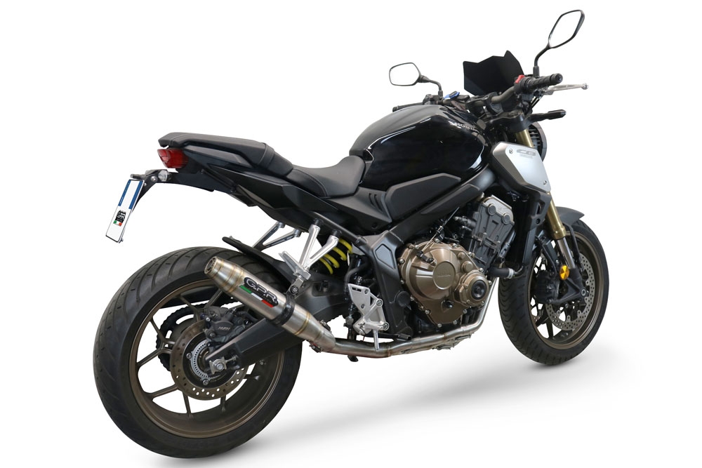 Pot echappement compatible avec Honda Cbr 650 F 2014-2016, Deeptone Inox, Homologué et légal, système d'échappement complet, avec db killer amovible 