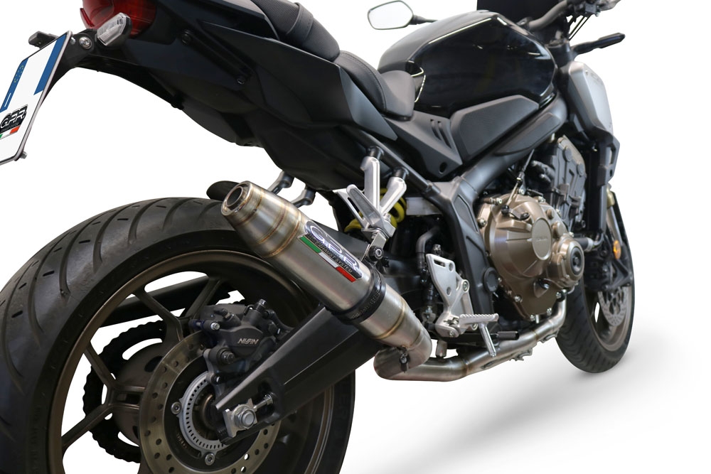 Pot echappement compatible avec Honda Cbr 650 F 2014-2016, Deeptone Inox, Homologué et légal, système d'échappement complet, avec db killer amovible 