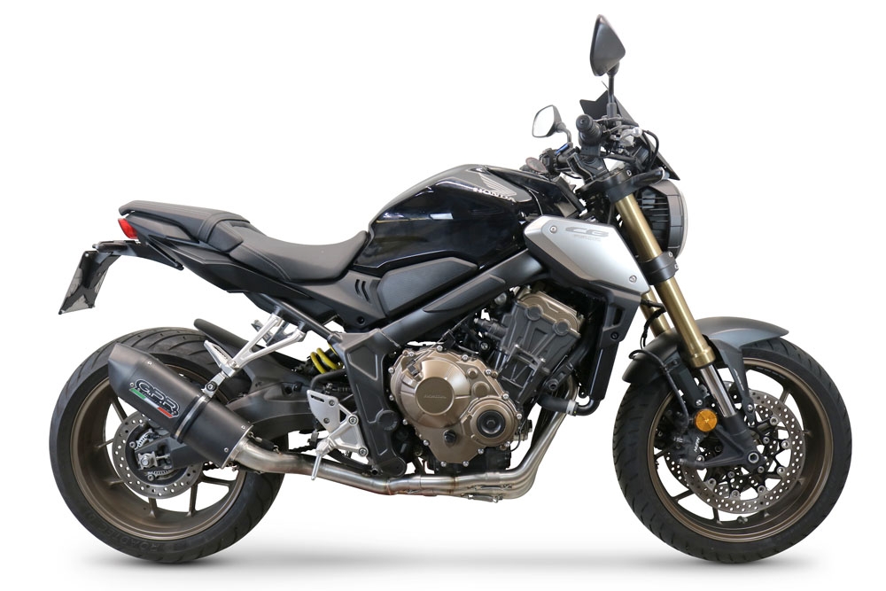 Pot echappement compatible avec Honda Cb 650 R 2021-2023, Furore Evo4 Nero, Pot échappement complet, non légal pour les pays de l'UE, avec db killer amovible 