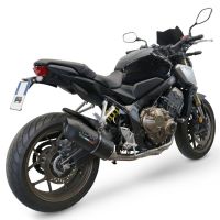 Pot echappement compatible avec Honda Cb 650 R 2021-2023, Furore Evo4 Nero, Pot échappement complet, non légal pour les pays de l'UE, avec db killer amovible 