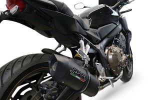 Pot echappement compatible avec Honda Cb 650 R 2021-2023, Furore Evo4 Nero, Pot échappement complet, non légal pour les pays de l'UE, avec db killer amovible 