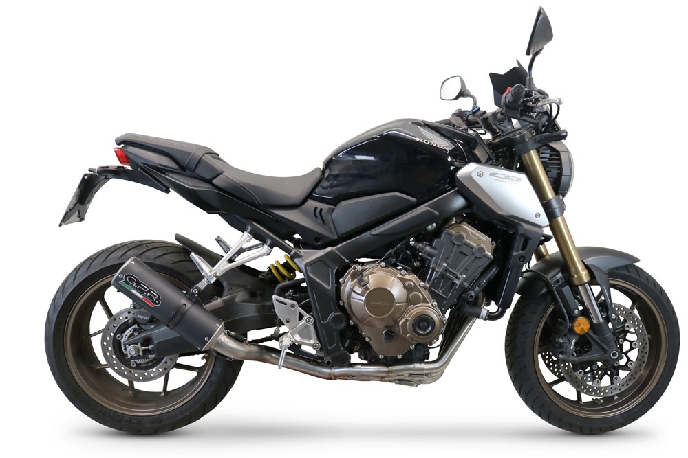 Pot echappement compatible avec Honda Cbr 650 R 2021-2023, M3 Black Titanium, Pot échappement complet, non légal pour les pays de l'UE, avec db killer amovible 