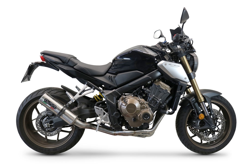 Pot echappement compatible avec Honda Cb 650 R 2019-2020, M3 Inox , Pot échappement complet, non légal pour les pays de l'UE, avec db killer amovible 