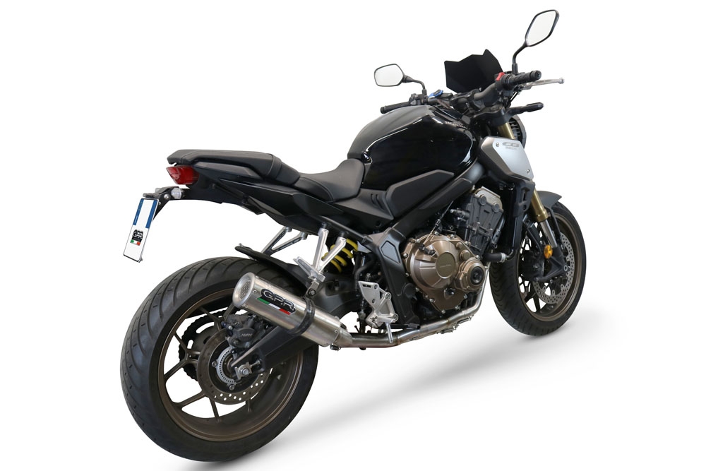 Pot echappement compatible avec Honda Cb 650 R 2019-2020, M3 Inox , Pot échappement complet, non légal pour les pays de l'UE, avec db killer amovible 