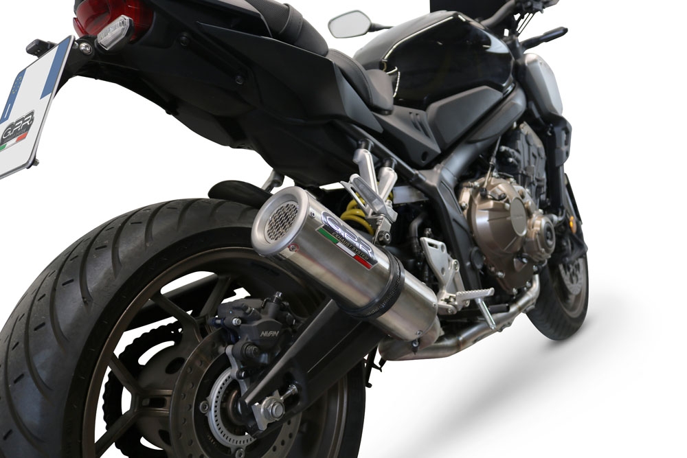 Pot echappement compatible avec Honda Cb 650 R 2019-2020, M3 Inox , Pot échappement complet, non légal pour les pays de l'UE, avec db killer amovible 