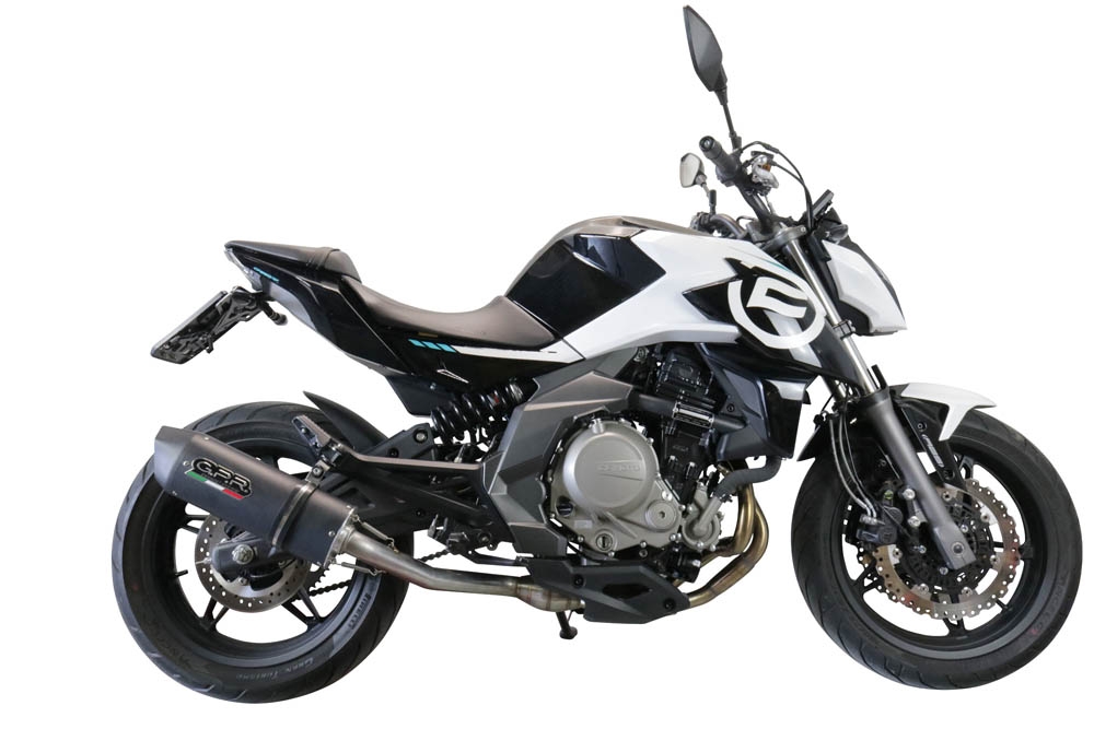GPR exhaust compatible with  Cf Moto 400 NK 2019-2020, Furore Evo4 Nero, Slip-on exhaust including removable db killer, link pipe and catalyst,  EPA-compliant 