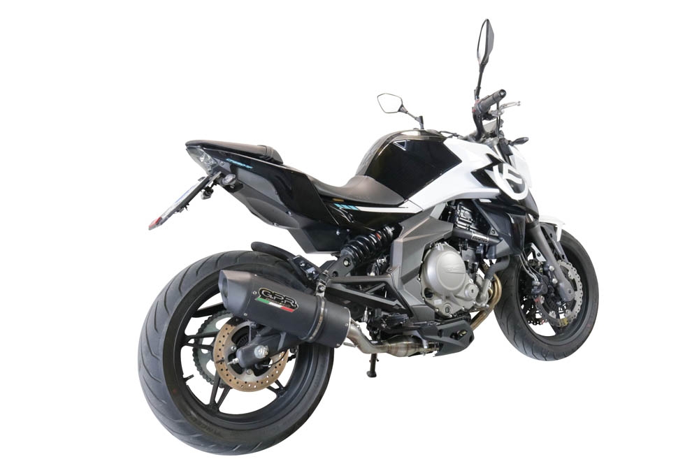 GPR exhaust compatible with  Cf Moto 400 NK 2019-2020, Furore Evo4 Nero, Slip-on exhaust including removable db killer, link pipe and catalyst,  EPA-compliant 