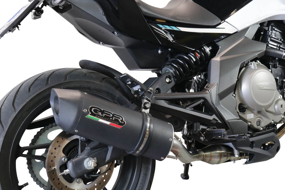GPR exhaust compatible with  Cf Moto 400 NK 2019-2020, Furore Evo4 Nero, Slip-on exhaust including removable db killer, link pipe and catalyst,  EPA-compliant 