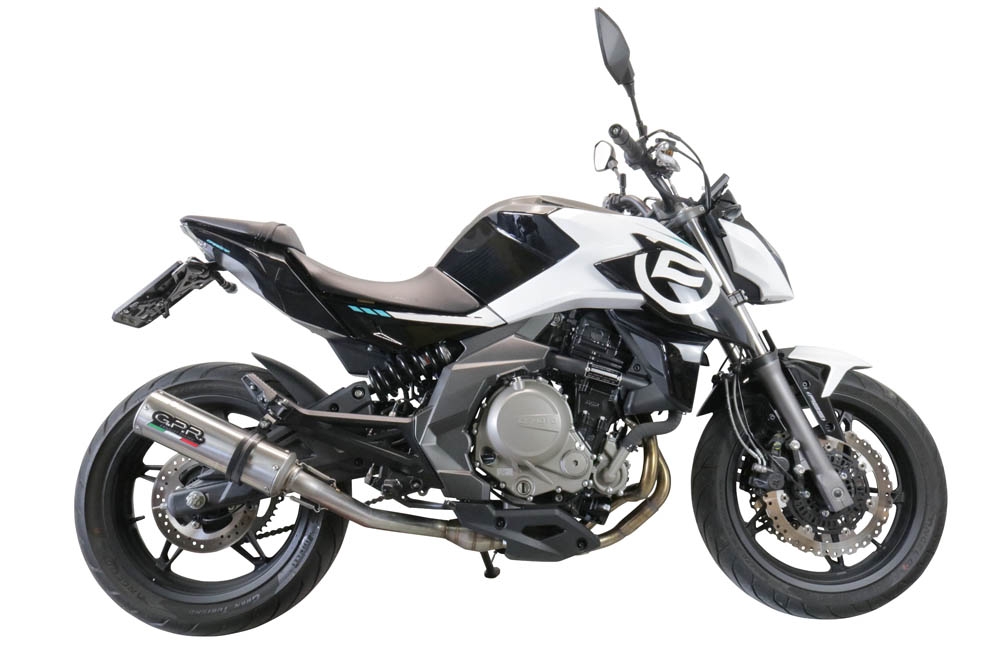 GPR exhaust compatible with  Cf Moto 650 Mt 2021-2024, M3 Inox , Slip-on exhaust including removable db killer, link pipe and catalyst,  EPA-compliant 