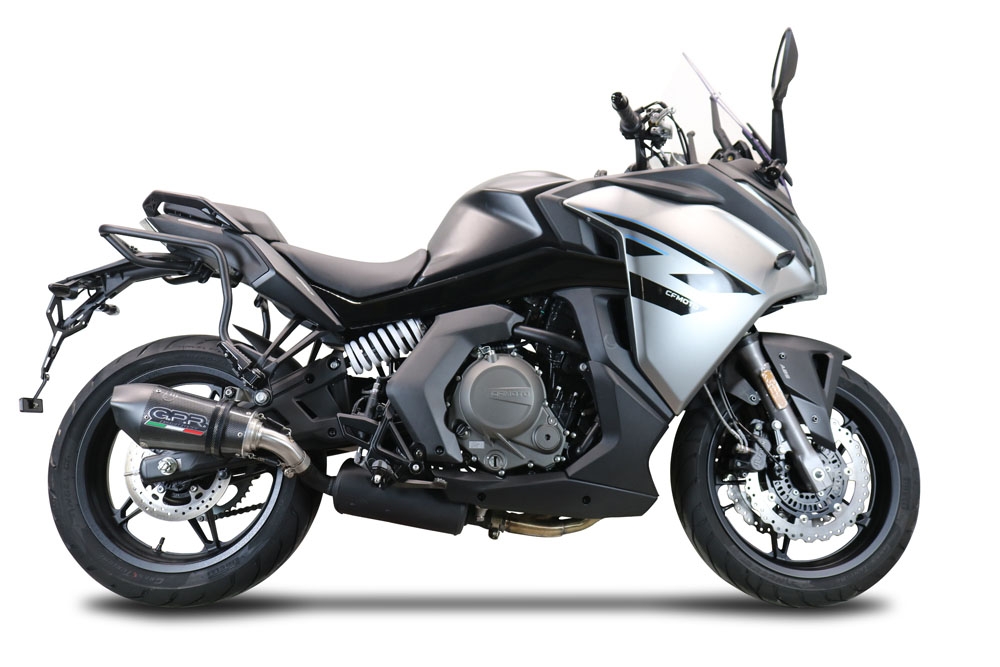 GPR exhaust compatible with  Cf Moto 650 Gt 2022-2024, New Grand Prix Evo Poppy, Slip-on exhaust including removable db killer and link pipe, EPA-compliant 
