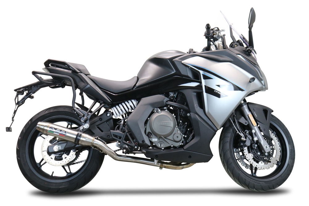 Pot echappement compatible avec Cf Moto 650 Gt 2022-2024, Deeptone Inox, Système demi complet homologué,pas légal pour les marchés européens, y compris db killer amovible 