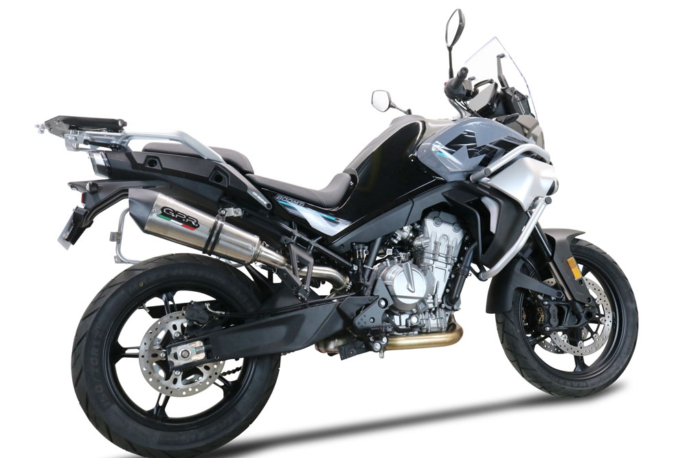 GPR exhaust compatible with  Cf Moto 800 Mt Touring 2022-2024, New Grand Prix Evo Titanium, Slip-on exhaust including removable db killer and link pipe, EPA-compliant 