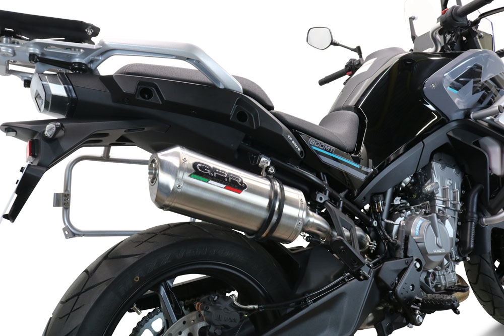 Pot echappement compatible avec Cf Moto 800 Mt Sport 2022-2024, Satinox , Échappement légal, homologué,silencieux avec db killer amovible et tuyau de liaison spécifique 