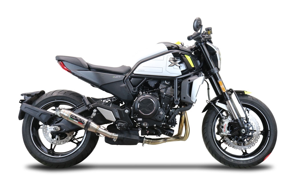 GPR exhaust compatible with  Cf Moto 700 CL-X Adv 2022-2024, Deeptone Inox, Slip-on exhaust including removable db killer and link pipe, EPA-compliant 