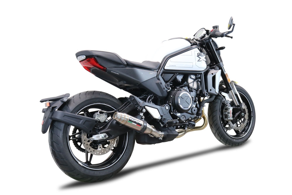 GPR exhaust compatible with  Cf Moto 700 CL-X Adv 2022-2024, Deeptone Inox, Slip-on exhaust including removable db killer and link pipe, EPA-compliant 
