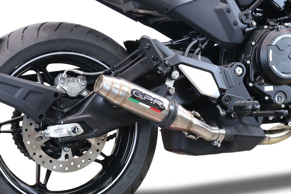 GPR exhaust compatible with  Cf Moto 700 CL-X Adv 2022-2024, Deeptone Inox, Slip-on exhaust including removable db killer and link pipe, EPA-compliant 