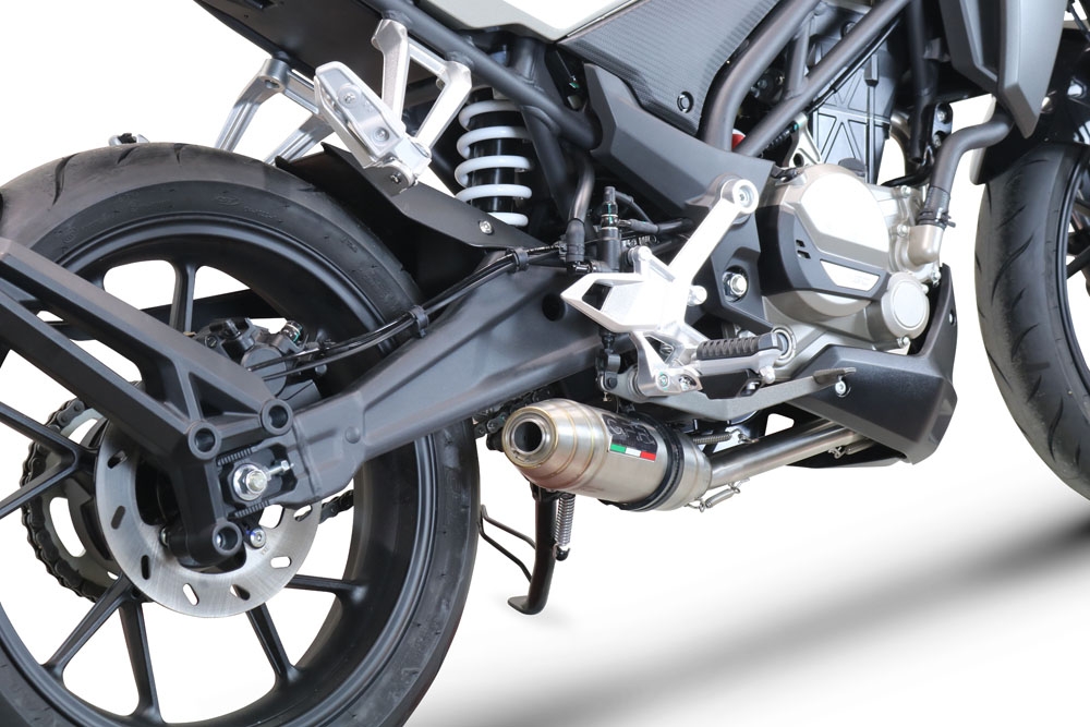 Pot echappement compatible avec Cf Moto 300 NK 2022-2024, Deeptone Inox, Pot échappement complet, non légal pour les pays de l'UE, avec db killer amovible 