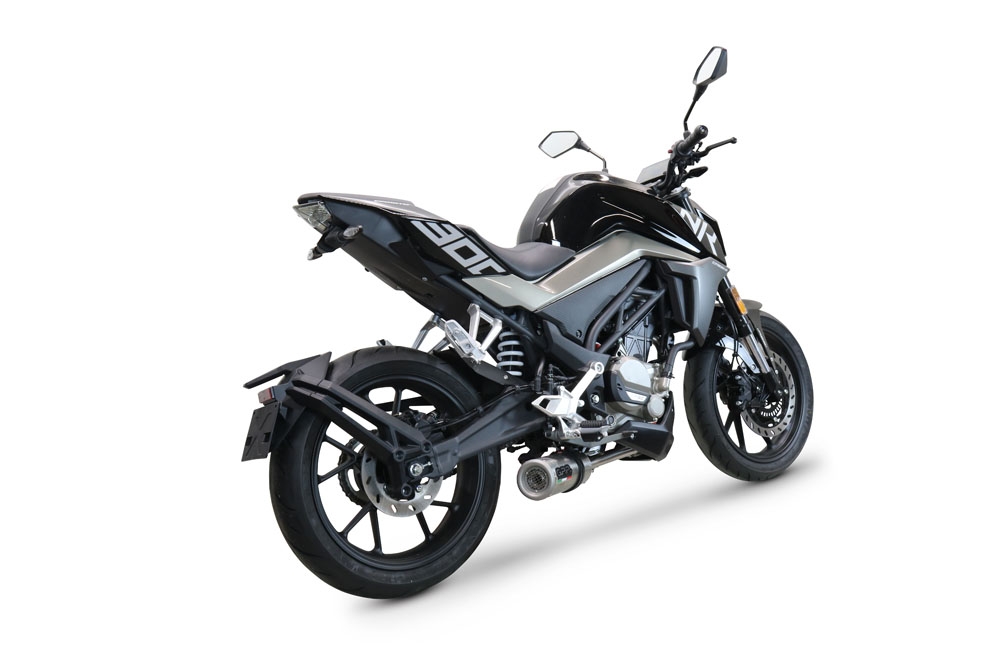 Pot echappement compatible avec Cf Moto 300 NK 2022-2024, M3 Inox , Pot échappement complet, non légal pour les pays de l'UE, avec db killer amovible 