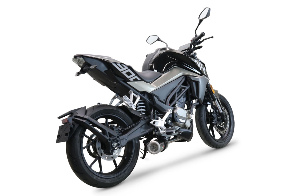 Pot echappement compatible avec Cf Moto 300 NK 2022-2024, M3 Poppy , Pot échappement complet, non légal pour les pays de l'UE, avec db killer amovible 