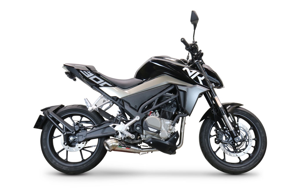 Pot echappement compatible avec Cf Moto 300 NK 2022-2024, Powercone Evo, Pot échappement complet, non légal pour les pays de l'UE, avec db killer amovible 