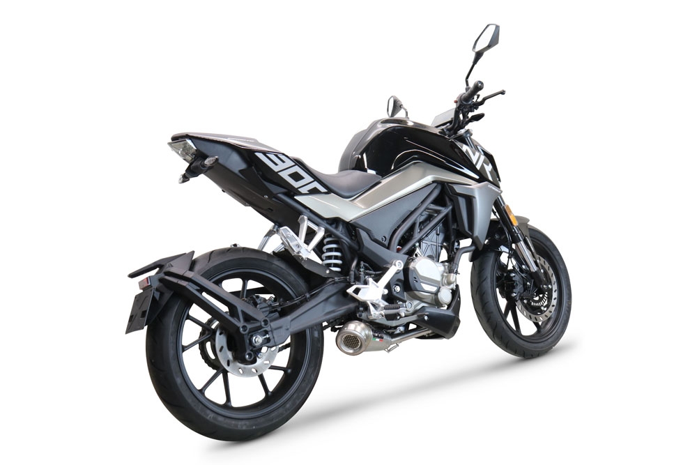 Pot echappement compatible avec Cf Moto 300 NK 2022-2024, Powercone Evo, Pot échappement complet, non légal pour les pays de l'UE, avec db killer amovible 