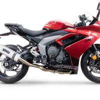 Pot echappement compatible avec Triumph Daytona 660 2023-2025, Albus Ceramic, Homologué et légal, système d'échappement complet, avec db killer amovible 