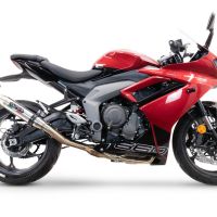 Pot echappement compatible avec Triumph Daytona 660 2023-2025, Deeptone Inox, Pot échappement complet, non légal pour les pays de l'UE, avec db killer amovible 