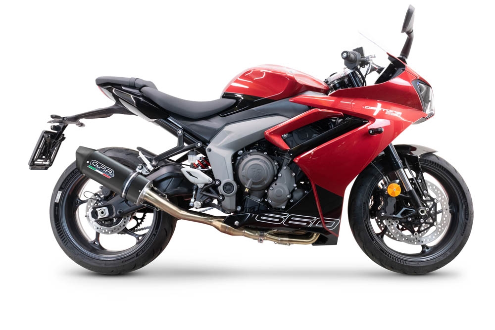 Pot echappement compatible avec Triumph Daytona 660 2023-2025, Furore Nero, Homologué et légal, système d'échappement complet, avec db killer amovible 