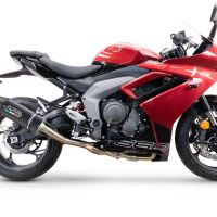 Pot echappement compatible avec Triumph Daytona 660 2023-2025, Furore Nero, Homologué et légal, système d'échappement complet, avec db killer amovible 