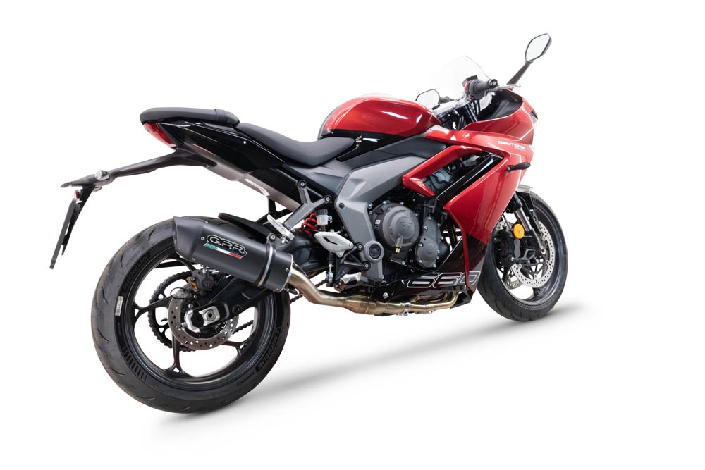 Pot echappement compatible avec Triumph Daytona 660 2023-2025, Furore Nero, Homologué et légal, système d'échappement complet, avec db killer amovible 