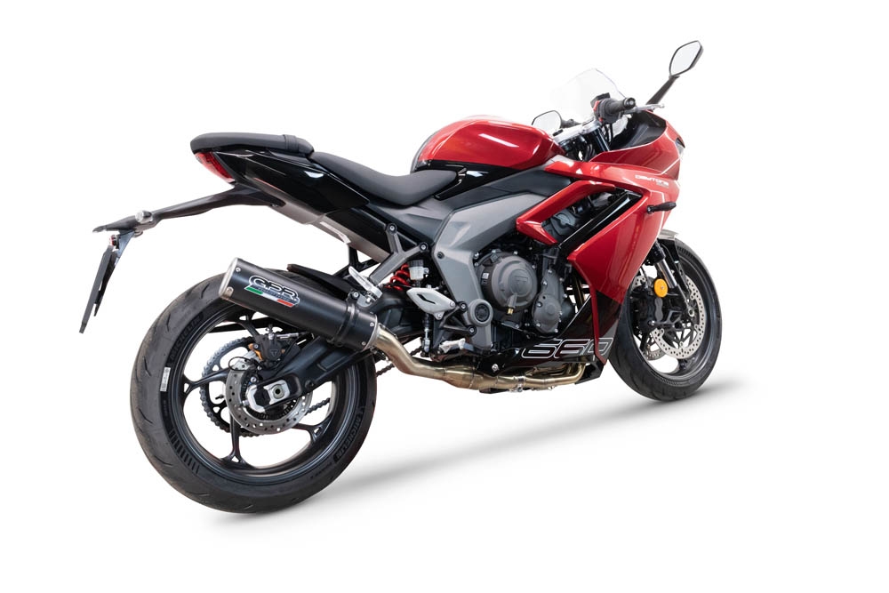 GPR exhaust compatible with  Triumph Daytona 660 2023-2025, M3 Black Titanium, Full system exhaust including removable db killer and catalyst, EPA-compliant 