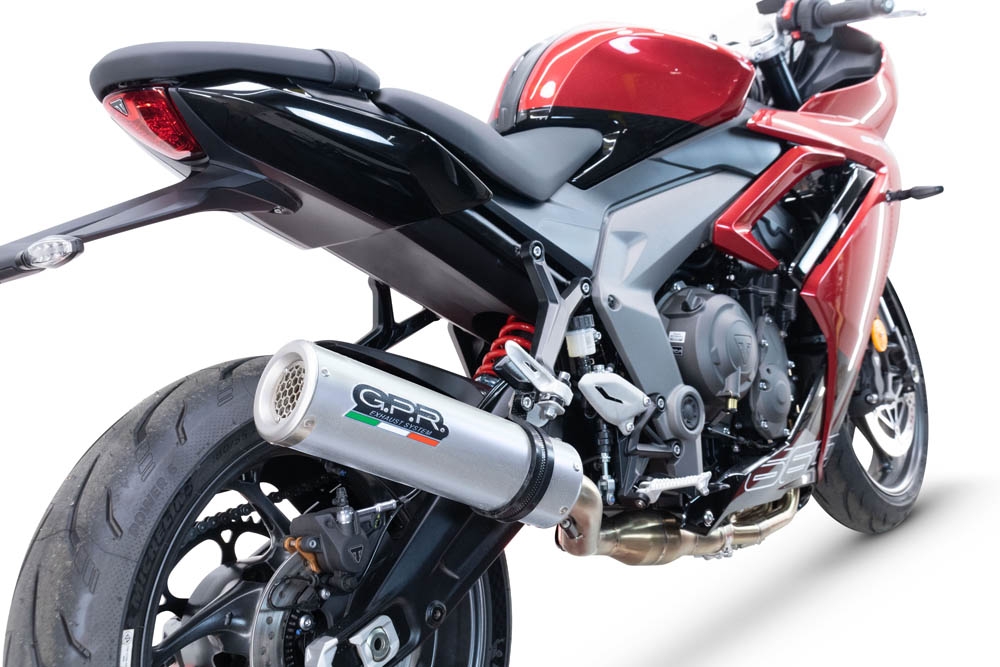 Pot echappement compatible avec Triumph Daytona 660 2023-2025, M3 Inox , Pot échappement complet, non légal pour les pays de l'UE, avec db killer amovible 