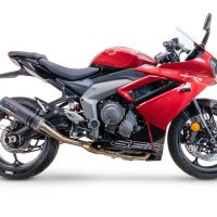 Pot echappement compatible avec Triumph Daytona 660 2023-2025, M3 Black Titanium, Pot échappement complet, non légal pour les pays de l'UE, avec db killer amovible 