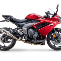 Pot echappement compatible avec Triumph Daytona 660 2023-2025, Powercone Evo, Pot échappement complet, non légal pour les pays de l'UE, avec db killer amovible 