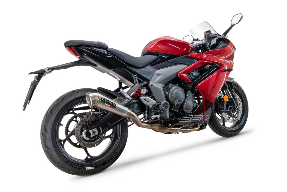 Pot echappement compatible avec Triumph Daytona 660 2023-2025, Powercone Evo, Pot échappement complet, non légal pour les pays de l'UE, avec db killer amovible 