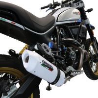 Pot echappement compatible avec Ducati Scrambler 800 Desert Sled -DS Fasthouse 2021-2024, Albus Ceramic, Pot Echappement homologué pour les marchés non européens 
