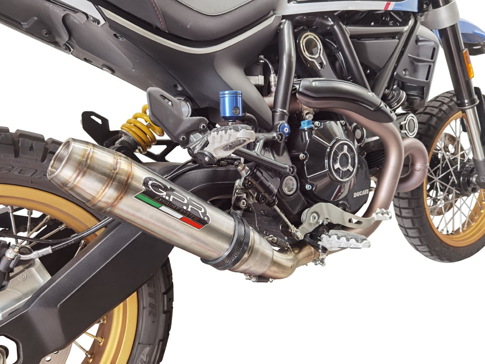 GPR exhaust compatible with  Ducati Scrambler 803 2021-2023, Deeptone Inox, Slip-on exhaust including removable db killer, link pipe and catalyst,  EPA-compliant 