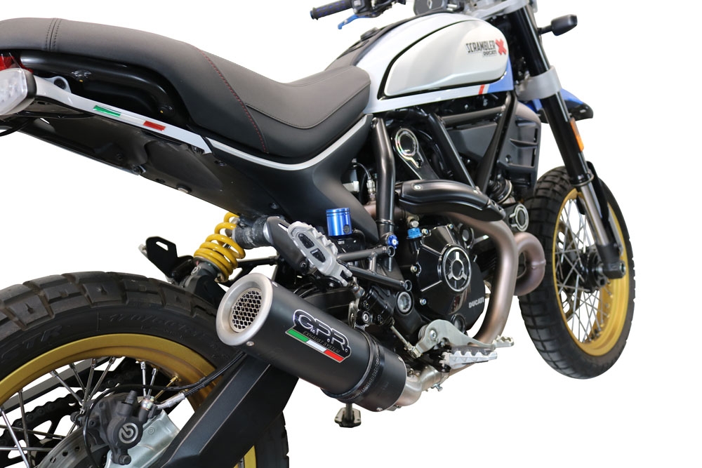 GPR exhaust compatible with  Ducati Scrambler 803 2021-2023, M3 Black Titanium, Slip-on exhaust including removable db killer, link pipe and catalyst,  EPA-compliant 