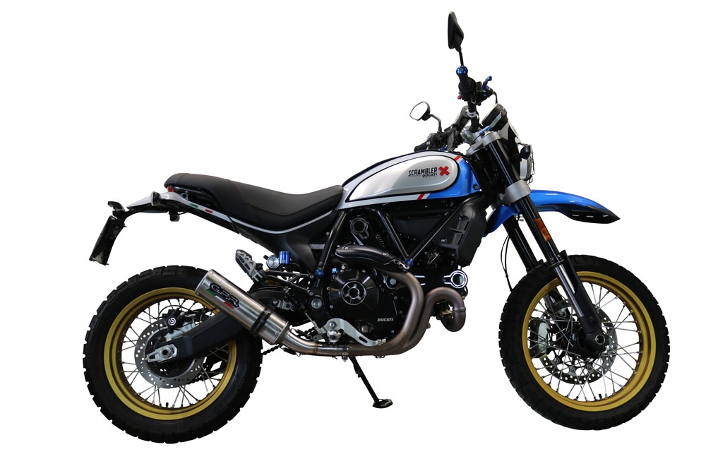 GPR exhaust compatible with  Ducati Scrambler 803 2021-2022, M3 Titanium Natural, Slip-on exhaust including removable db killer, link pipe and catalyst,  EPA-compliant 