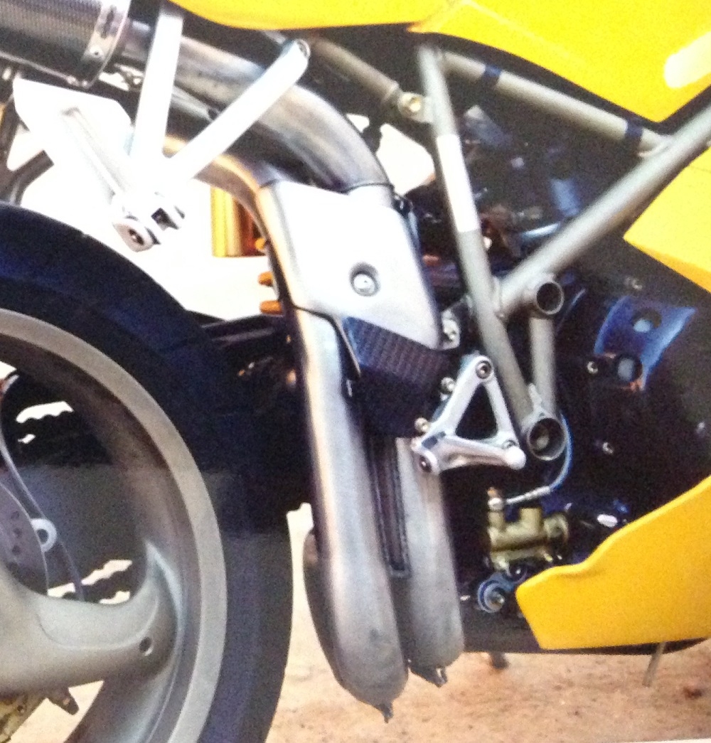 Pot echappement compatible avec Ducati 748 -S -SP -SPS -R -RS 1995-2002, M3 Titanium Natural, Paire de pot échappement homologué et légal, silencieux avec mi-collecteur y db killer amovible 