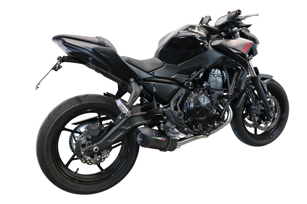 Pot echappement compatible avec Kawasaki Z 650 2017-2020, Furore Evo4 Nero, Pot échappement complet, non légal pour les pays de l'UE, avec db killer amovible 